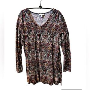 J Jill Long Sleeve V Neck Tunic Size Large